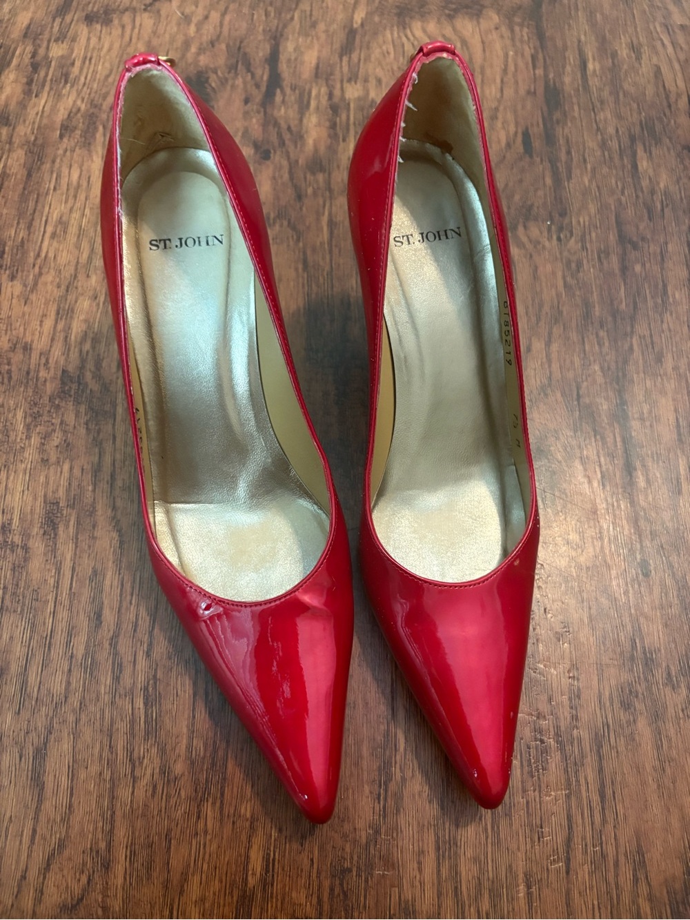 Vintage St. John Red Patent Leather Pointed Toe Pumps